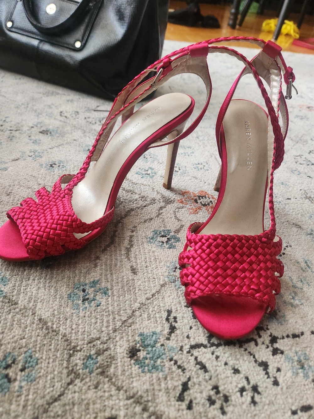 Karen Millen Fuchsia Braided High Heel Sandals